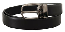 Dolce & Gabbana Black Leather Silver Metal Chrome Logo Buckle  Belt - GENUINE AUTHENTIC BRAND LLC  