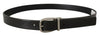 Dolce & Gabbana Black Leather Silver Chrome Metal Logo Buckle Belt - GENUINE AUTHENTIC BRAND LLC  