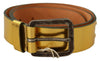John Galliano Gold Genuine Leather Rustic Silver Buckle Waist Belt