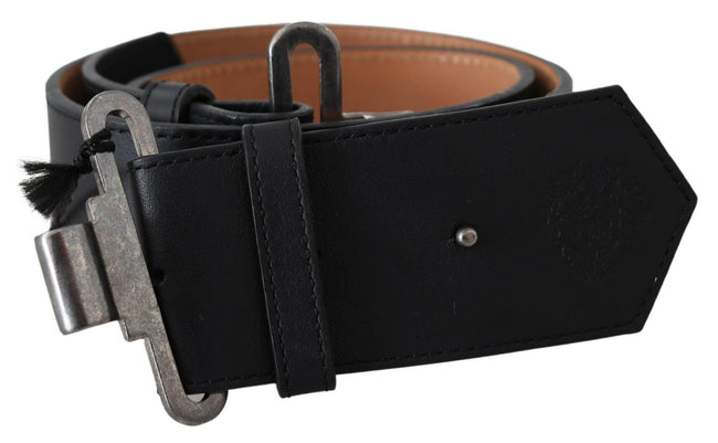 Ermanno Scervino Black Leather Vintage Military Buckle Waist  Belt - GENUINE AUTHENTIC BRAND LLC  