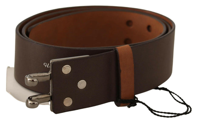 Costume National Brown Leather Silver Buckle Waist Belt - GENUINE AUTHENTIC BRAND LLC  