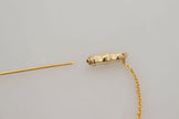 Dolce & Gabbana Gold Tone 925 Sterling Silver Crystal Chain Pin Brooch - GENUINE AUTHENTIC BRAND LLC  