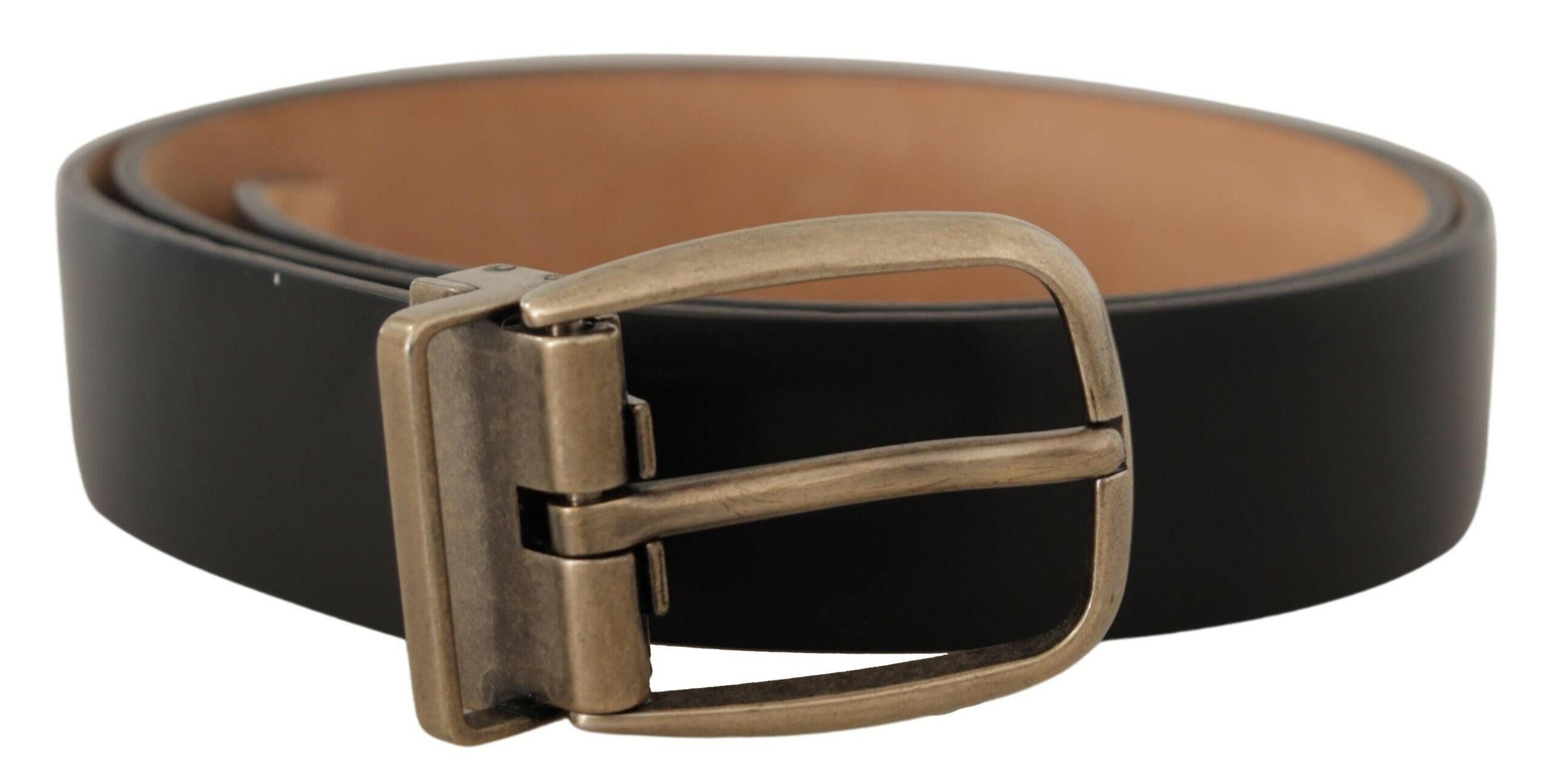 Dolce & Gabbana Black Brown Backend Leather Vintage Metal Buckle Belt - GENUINE AUTHENTIC BRAND LLC  