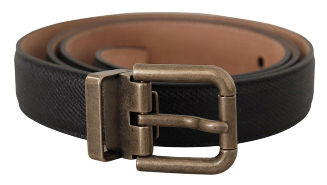 Dolce & Gabbana Black Brown Backed Leather Brass Buckle Belt - GENUINE AUTHENTIC BRAND LLC  