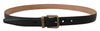 Dolce & Gabbana Black Brown Backed Leather Brass Buckle Belt - GENUINE AUTHENTIC BRAND LLC  