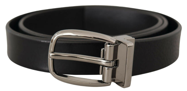 Dolce & Gabbana Black Classic Calf Leather Metal Logo Belt - GENUINE AUTHENTIC BRAND LLC  