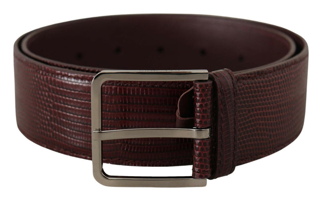 Dolce & Gabbana Maroon Calf Leather Wide Logo Engraved Buckle Belt - GENUINE AUTHENTIC BRAND LLC  