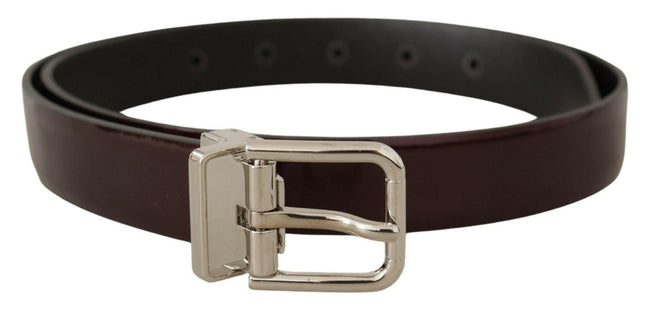 Dolce & Gabbana Brown Patent Leather Silver Metal Buckle Belt - GENUINE AUTHENTIC BRAND LLC  