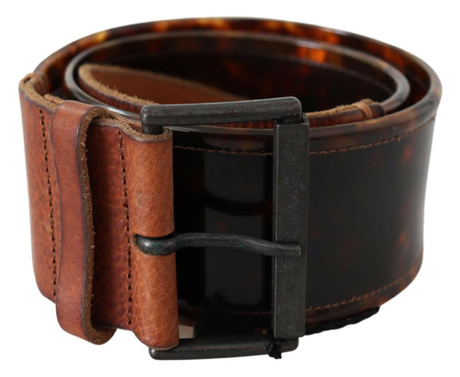 Ermanno Scervino Dark Brown Leather Wide Buckle Belt - GENUINE AUTHENTIC BRAND LLC  