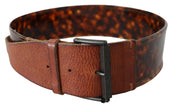 Ermanno Scervino Dark Brown Leather Wide Buckle Belt - GENUINE AUTHENTIC BRAND LLC  
