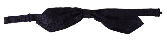 Dolce & Gabbana Blue Geometric Silk Adjustable Neck Papillon Tie - GENUINE AUTHENTIC BRAND LLC  