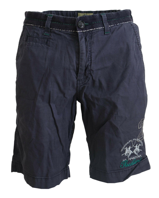 La Martina Blue Washed Cotton Bermuda Casual Shorts - GENUINE AUTHENTIC BRAND LLC  