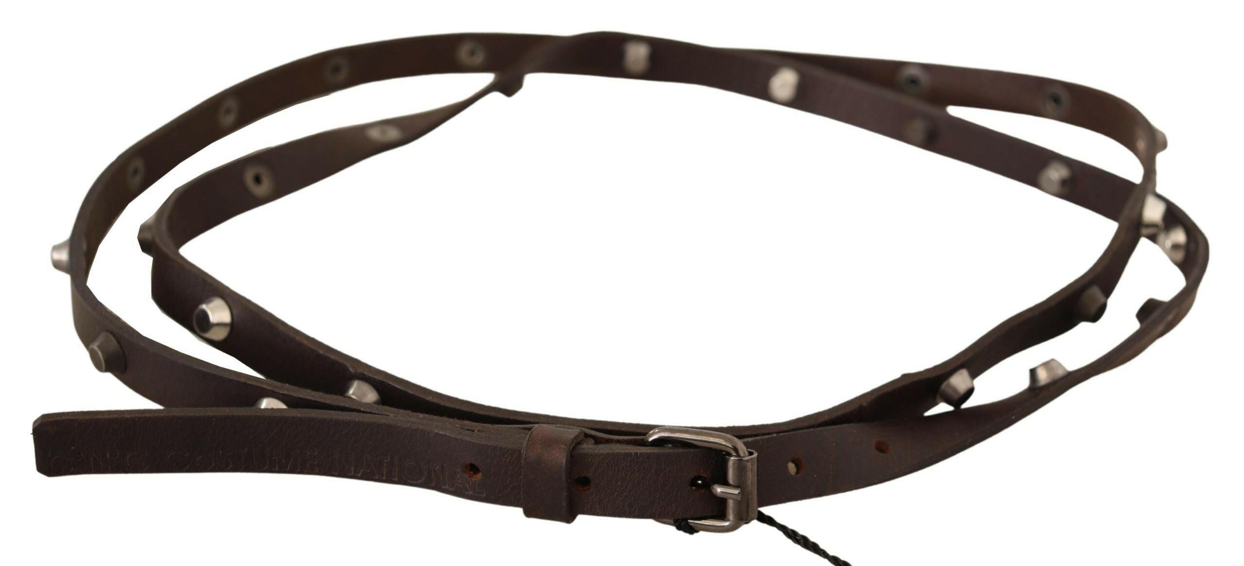 Costume National Brown Leather Silver Tone Buckle Belt - GENUINE AUTHENTIC BRAND LLC  