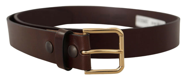 Dolce & Gabbana Brown Polished Leather Gold Tone Metal Buckle Belt - GENUINE AUTHENTIC BRAND LLC  