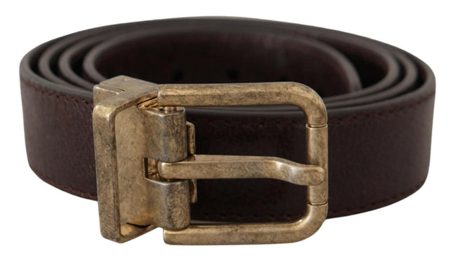 Dolce & Gabbana Brown Calf Leather Vintage Logo Metal Buckle Belt - GENUINE AUTHENTIC BRAND LLC  