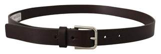 Dolce & Gabbana Brown Plain Leather Silver Tone Buckle Belt - GENUINE AUTHENTIC BRAND LLC  