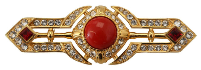 Dolce & Gabbana Gold Tone Brass Crystal Embellished Pin Brooch - GENUINE AUTHENTIC BRAND LLC  
