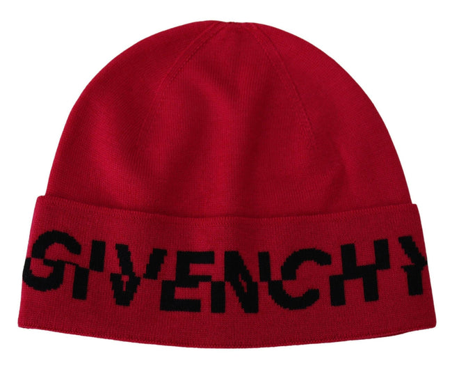 Givenchy Red Pink Wool Beanie Unisex Men Women Beanie Hat - GENUINE AUTHENTIC BRAND LLC  