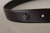 Dolce & Gabbana Dark Purple Leather Box Borchia Metal Buckle Belt - GENUINE AUTHENTIC BRAND LLC  