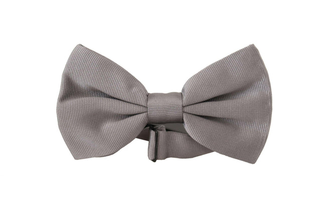 Dolce & Gabbana Gray 100% Silk Adjustable Neck Papillon Tie - GENUINE AUTHENTIC BRAND LLC  