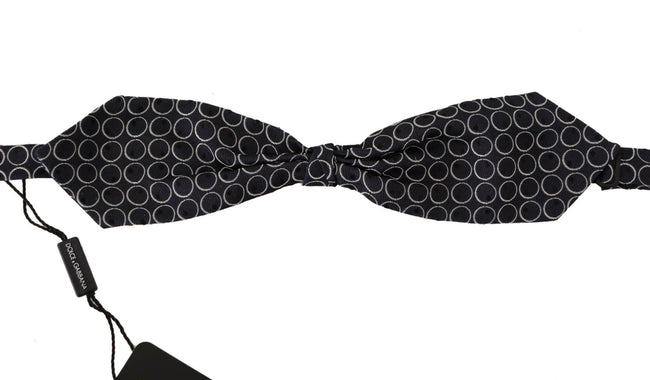 Dolce & Gabbana Elegant Black and White Silk Bow Tie.