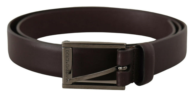 Dolce & Gabbana Brown Leather Silver Tone Metal Buckle Belt - GENUINE AUTHENTIC BRAND LLC  