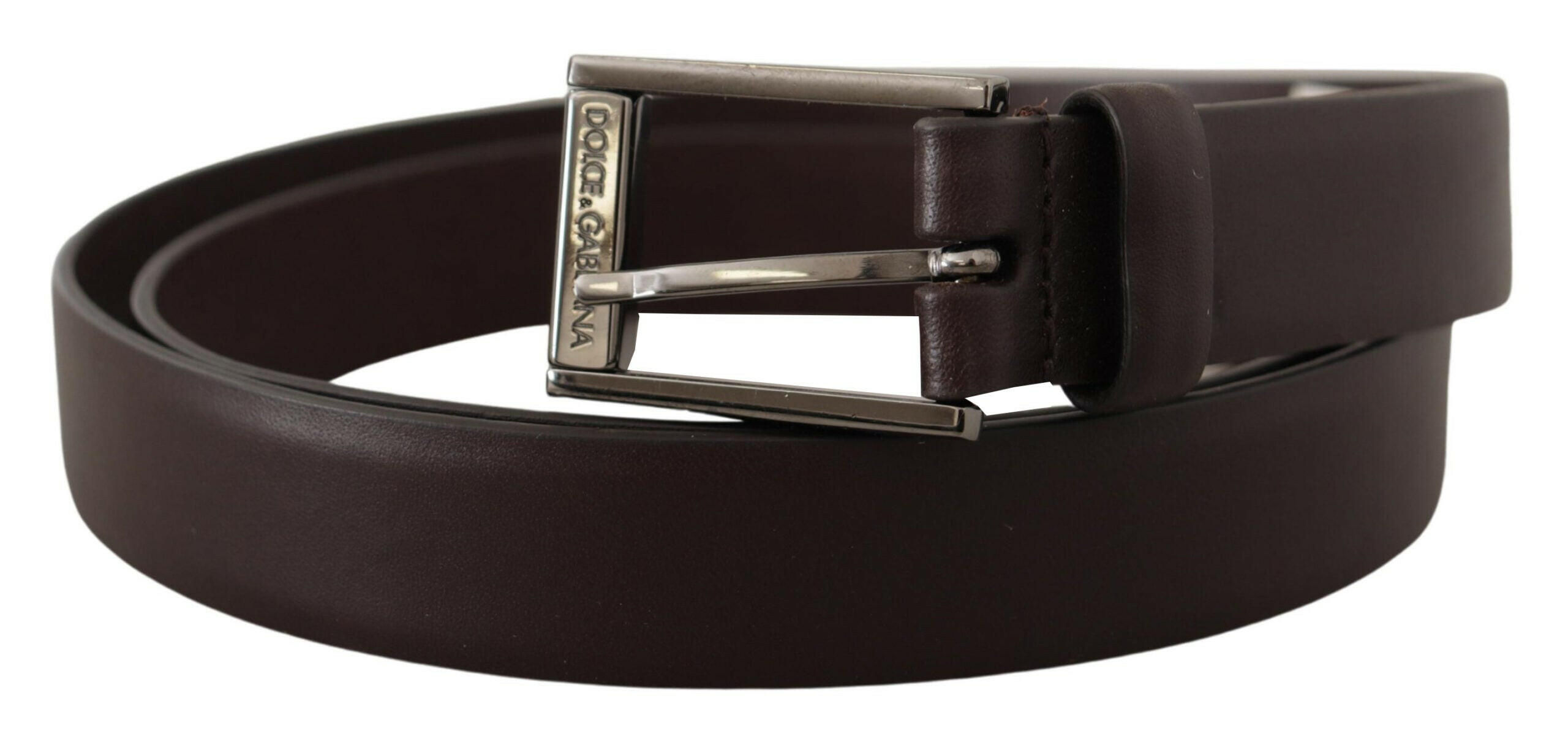 Dolce & Gabbana Brown Leather Silver Tone Metal Buckle Belt - GENUINE AUTHENTIC BRAND LLC  