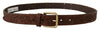 Dolce & Gabbana Brown Leather Floral Studded Metal Buckle Belt - GENUINE AUTHENTIC BRAND LLC  