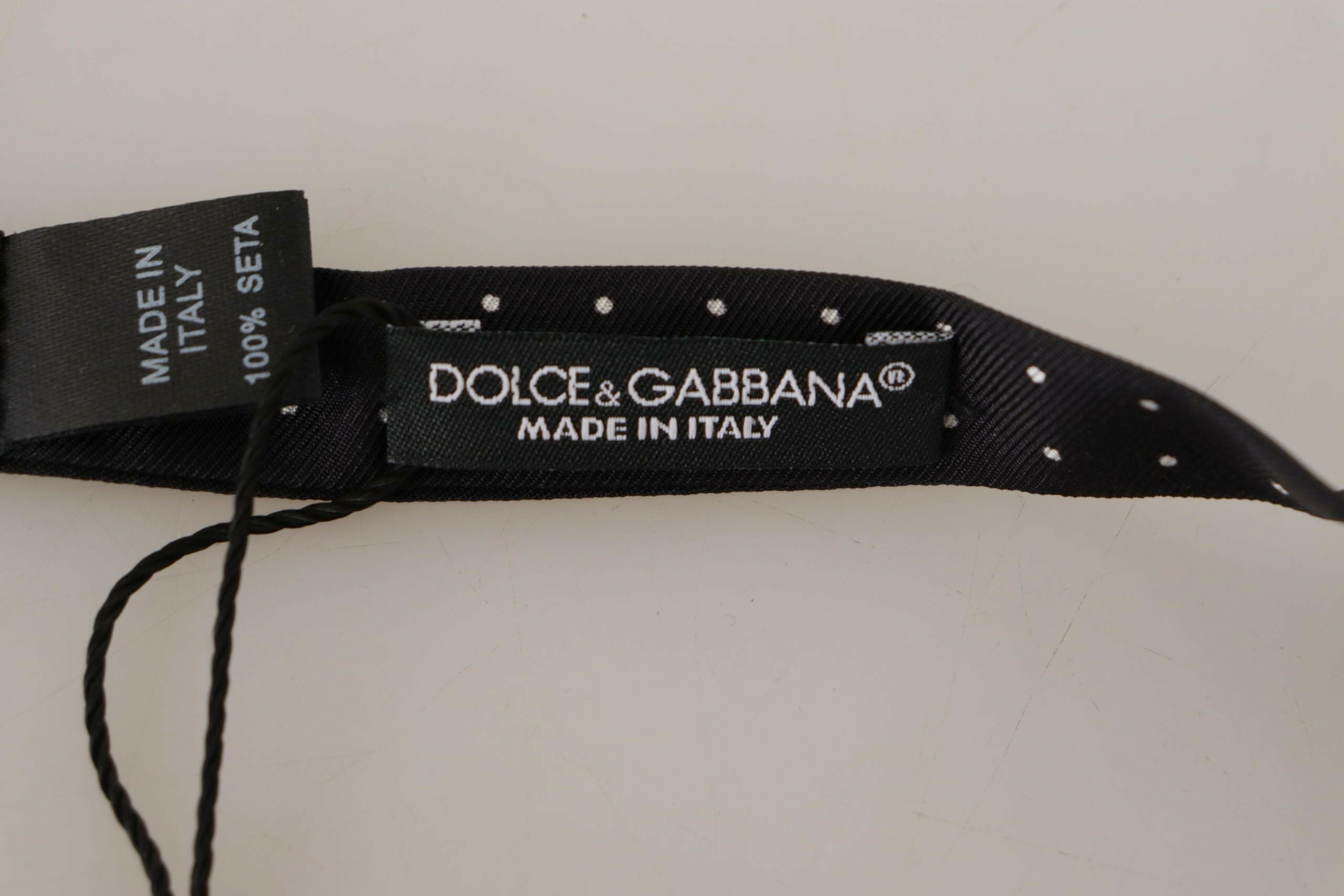 Dolce & Gabbana Black White Polka Dot 100% Silk Neck Papillon Tie - GENUINE AUTHENTIC BRAND LLC  