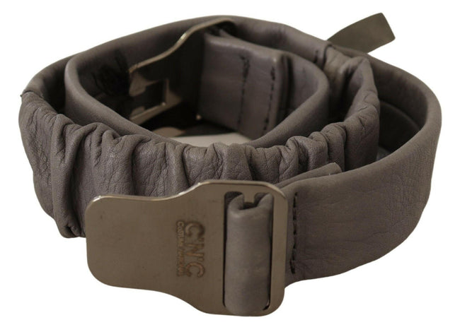Costume National Gray Leather Silver Buckle Waist Belt - GENUINE AUTHENTIC BRAND LLC  