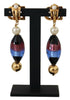 Dolce & Gabbana Gold Plated Brass Glass Design Dangling Earrings - GENUINE AUTHENTIC BRAND LLC  