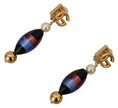 Dolce & Gabbana Gold Plated Brass Glass Design Dangling Earrings - GENUINE AUTHENTIC BRAND LLC  