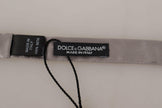 Dolce & Gabbana Silver 100% Silk Slim Adjustable Neck Papillon Tie - GENUINE AUTHENTIC BRAND LLC  