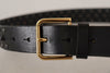 Dolce & Gabbana Black Leather Studded Gold Tone Metal Buckle Belt - GENUINE AUTHENTIC BRAND LLC  
