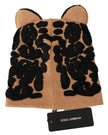 Dolce & Gabbana Brown Cats Eye Embroidered Beanie Cashmere Hat - GENUINE AUTHENTIC BRAND LLC  