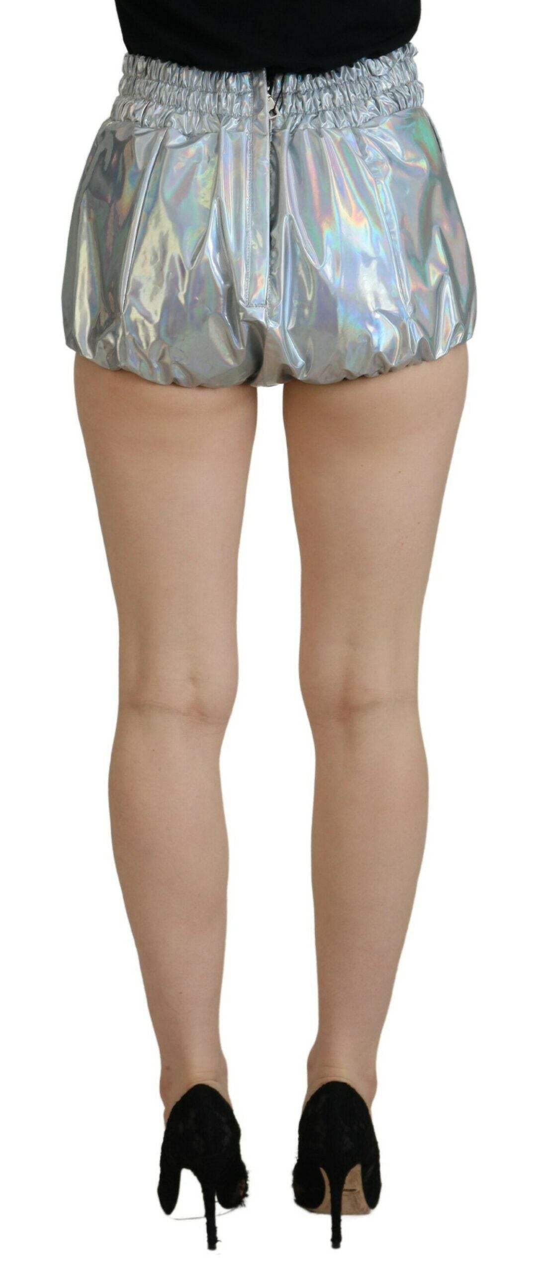 Dolce & Gabbana Silver Holographic High Waist Hot Pants Shorts - GENUINE AUTHENTIC BRAND LLC  