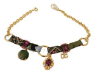 Dolce & Gabbana Gold Tone Brass Fabric Crystals Women Jewelry Necklace - GENUINE AUTHENTIC BRAND LLC  
