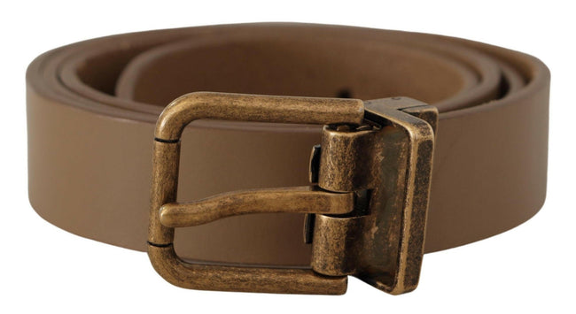 Dolce & Gabbana Brown Solid Leather Brass Buckle Classic Belt - GENUINE AUTHENTIC BRAND LLC  