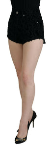 Dolce & Gabbana Black Denim Cotton Stretch Hot Pants Shorts - GENUINE AUTHENTIC BRAND LLC  