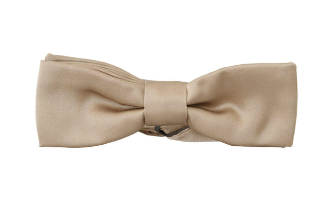 Dolce & Gabbana Gold Solid 100% Silk Adjustable Neck Papillon Tie - GENUINE AUTHENTIC BRAND LLC  