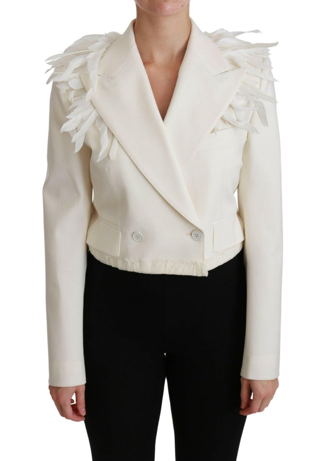 Dolce & Gabbana White Double Breasted Coat Wool Jacket - GENUINE AUTHENTIC BRAND LLC  
