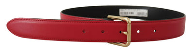 Dolce & Gabbana Red Calf Leather Gold Tone Logo Metal Buckle Belt - GENUINE AUTHENTIC BRAND LLC  