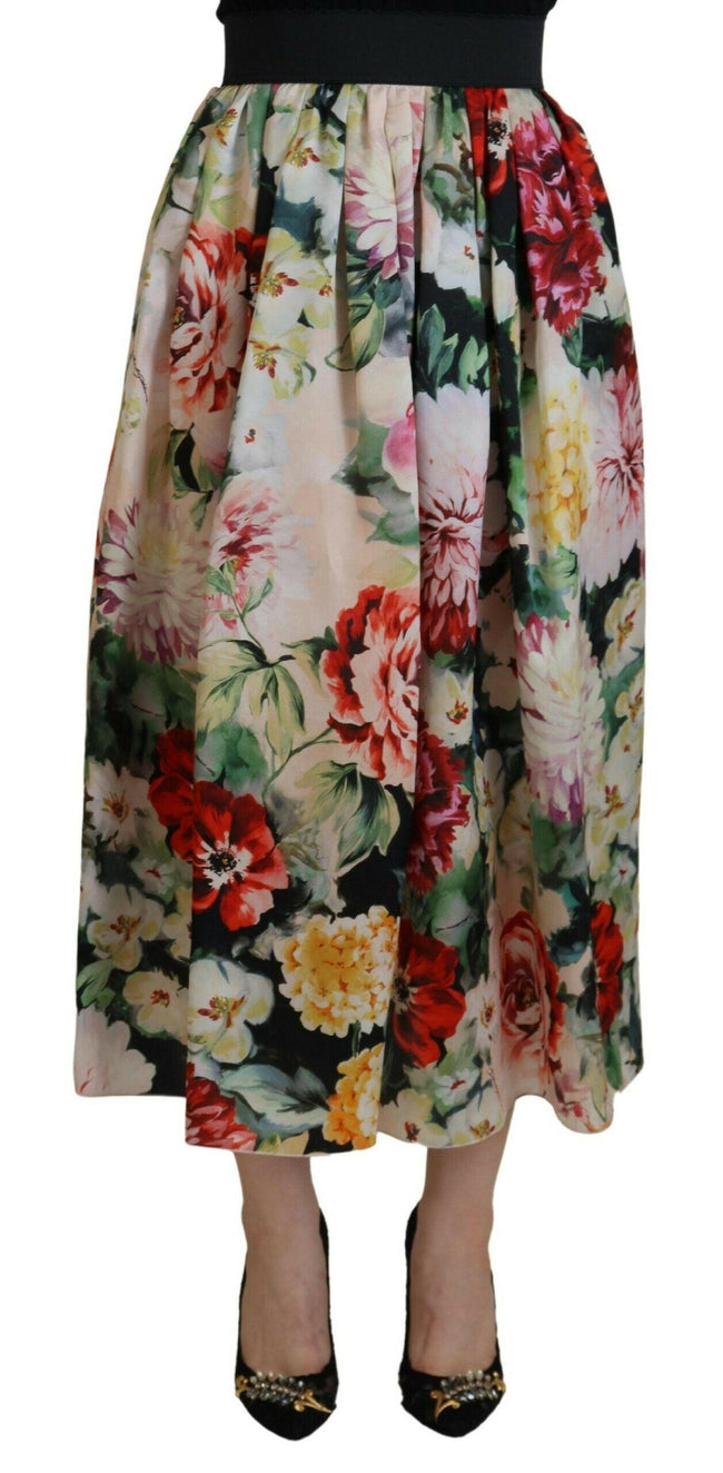 Dolce & Gabbana Multicolor Floral Silk High Waist Aline Skirt - GENUINE AUTHENTIC BRAND LLC  