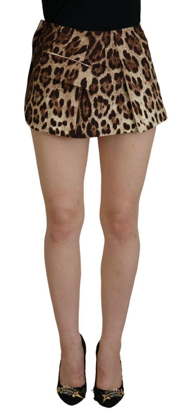 Dolce & Gabbana Brown Leopard Print Wool A-line Mini Skirt - GENUINE AUTHENTIC BRAND LLC  