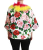 Dolce & Gabbana White Floral Coat Capte Fur Roses Jacket - GENUINE AUTHENTIC BRAND LLC  