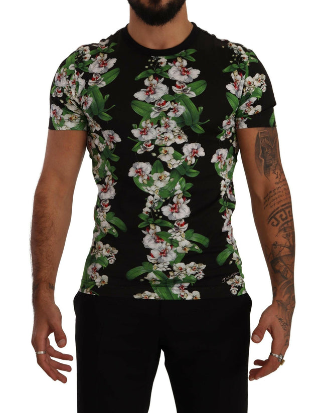 Dolce & Gabbana Black Floral Print Crewneck T-shirt - GENUINE AUTHENTIC BRAND LLC  