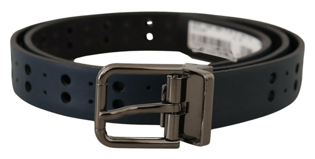 Dolce & Gabbana Blue Perforated Skinny Leather Metal Buckle Belt - GENUINE AUTHENTIC BRAND LLC  
