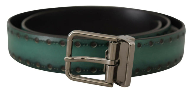 Dolce & Gabbana Green Giotto Leather Silver Metal Buckle Belt - GENUINE AUTHENTIC BRAND LLC  