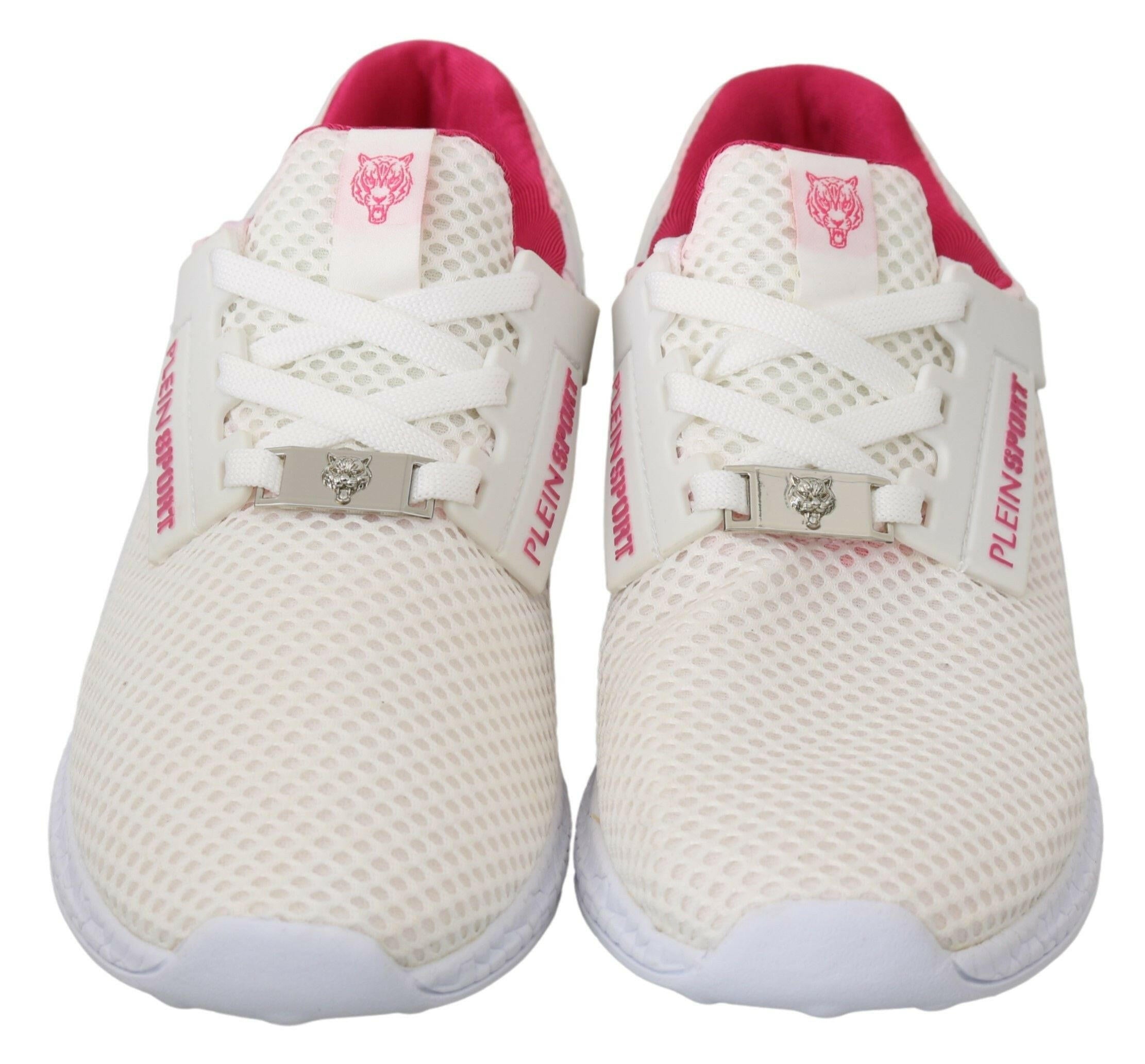 Philipp Plein White Pink Polyester Becky Sneakers Shoes - GENUINE AUTHENTIC BRAND LLC  