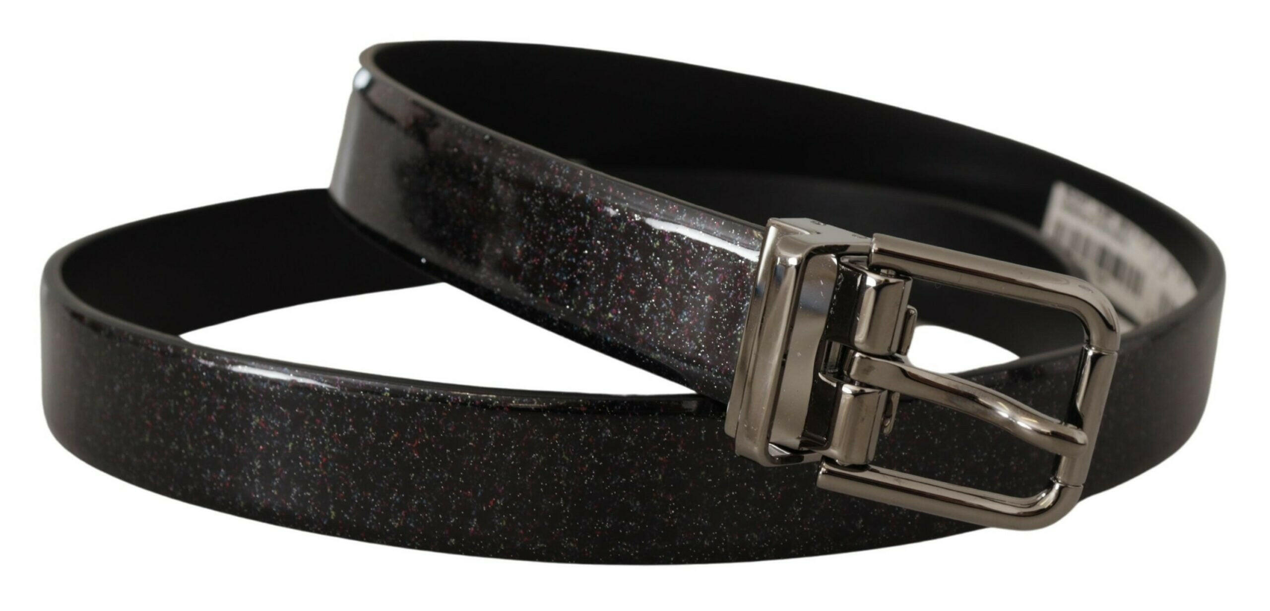 Dolce & Gabbana Black Vernice Puntinata Leather Silver Tone Metal Belt - GENUINE AUTHENTIC BRAND LLC  